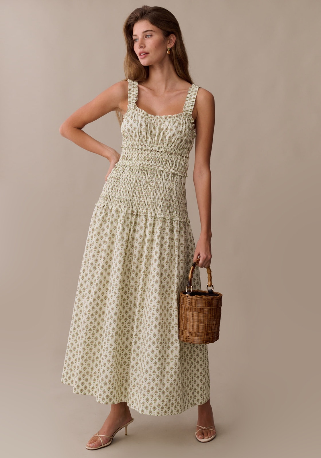 Nwt Few Moda O.P.T Freya Cotton Dress Smocked Waist Cottagecore Milkmaid Size M